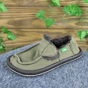 Sanuk Boys Slip-On Sz T‎ 10 Medium Brown Fabric Slip On